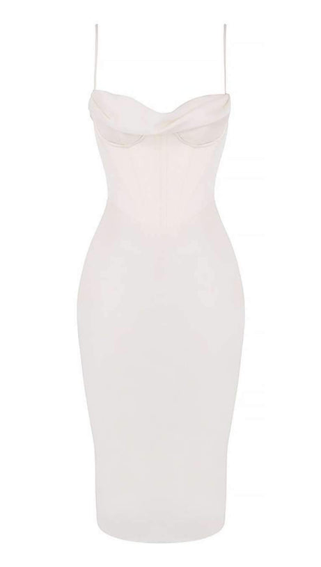 CORSET MIDI DRESS IN WHITE
