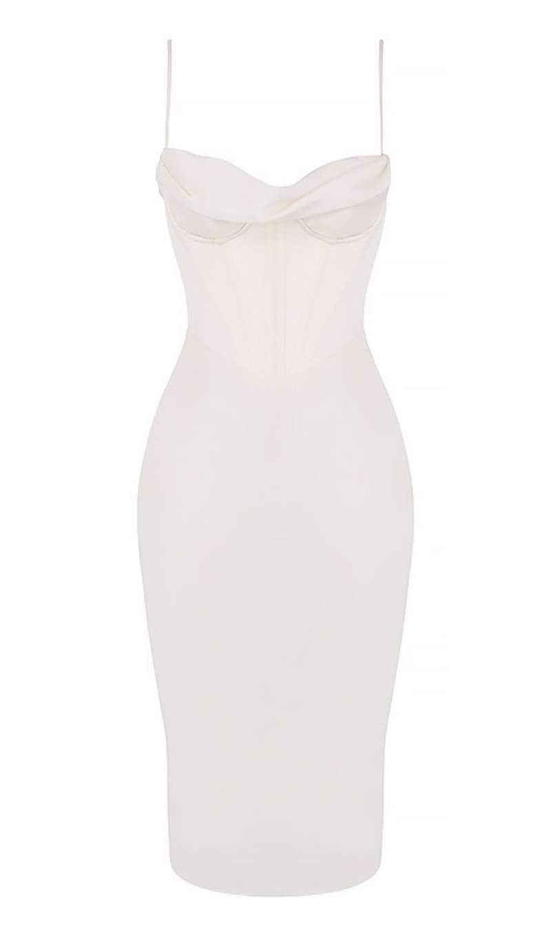 CORSET MIDI DRESS IN WHITE