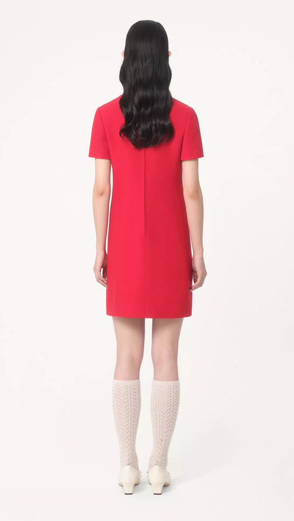 AIIZIE CREPE COUTURE BOW MINI DRESS IN RED - product image
