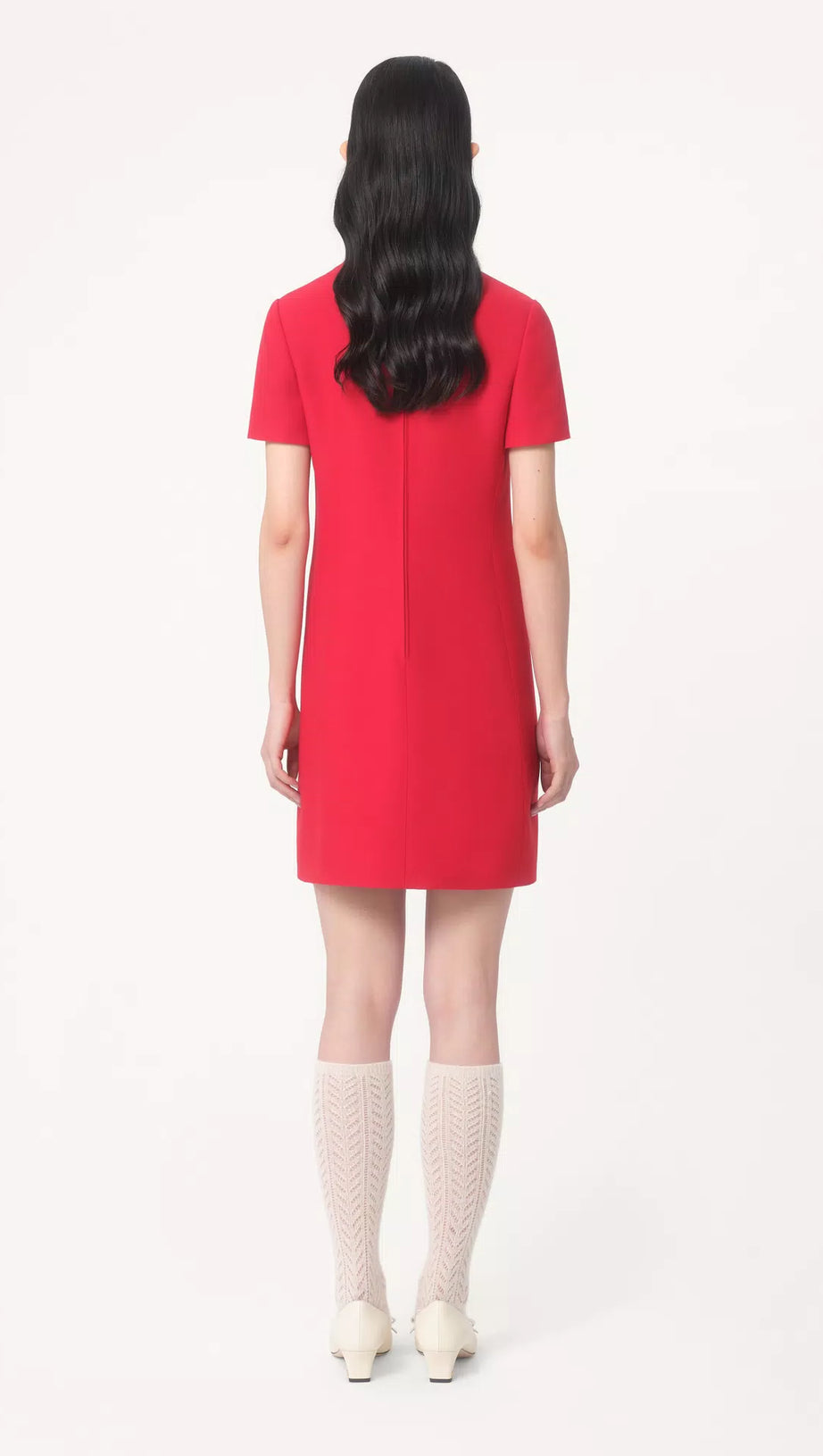 CREPE COUTURE BOW MINI DRESS IN RED