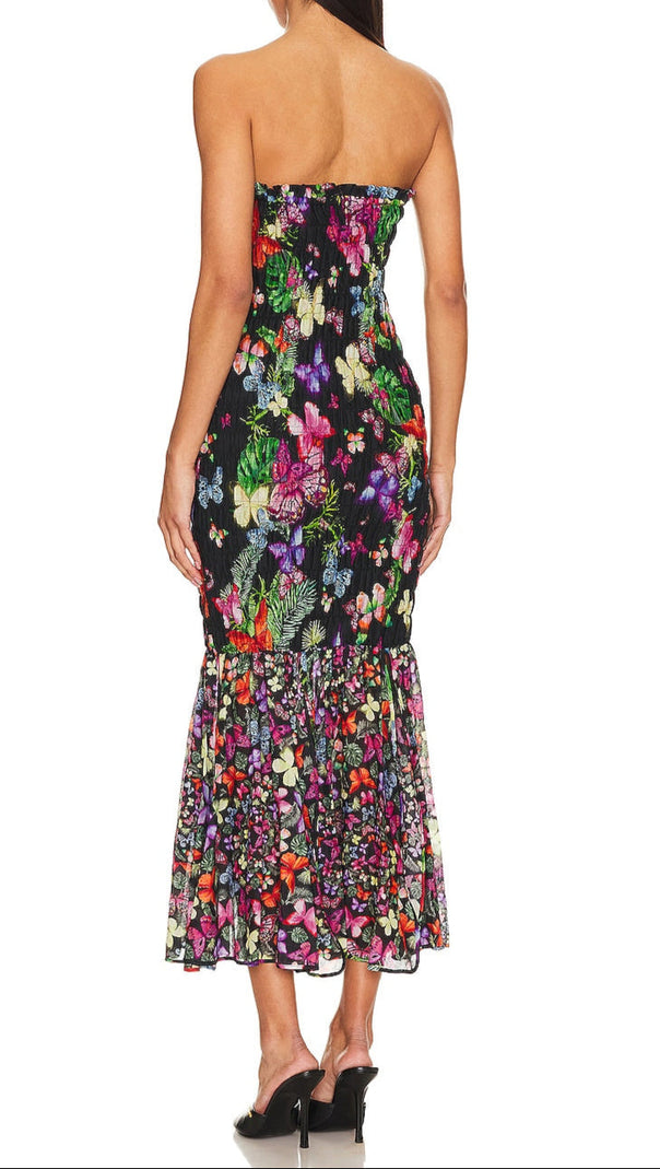AIIZIE BUTTERFLY PRINT FISHTAIL WRAP MAXI DRESS - product image
