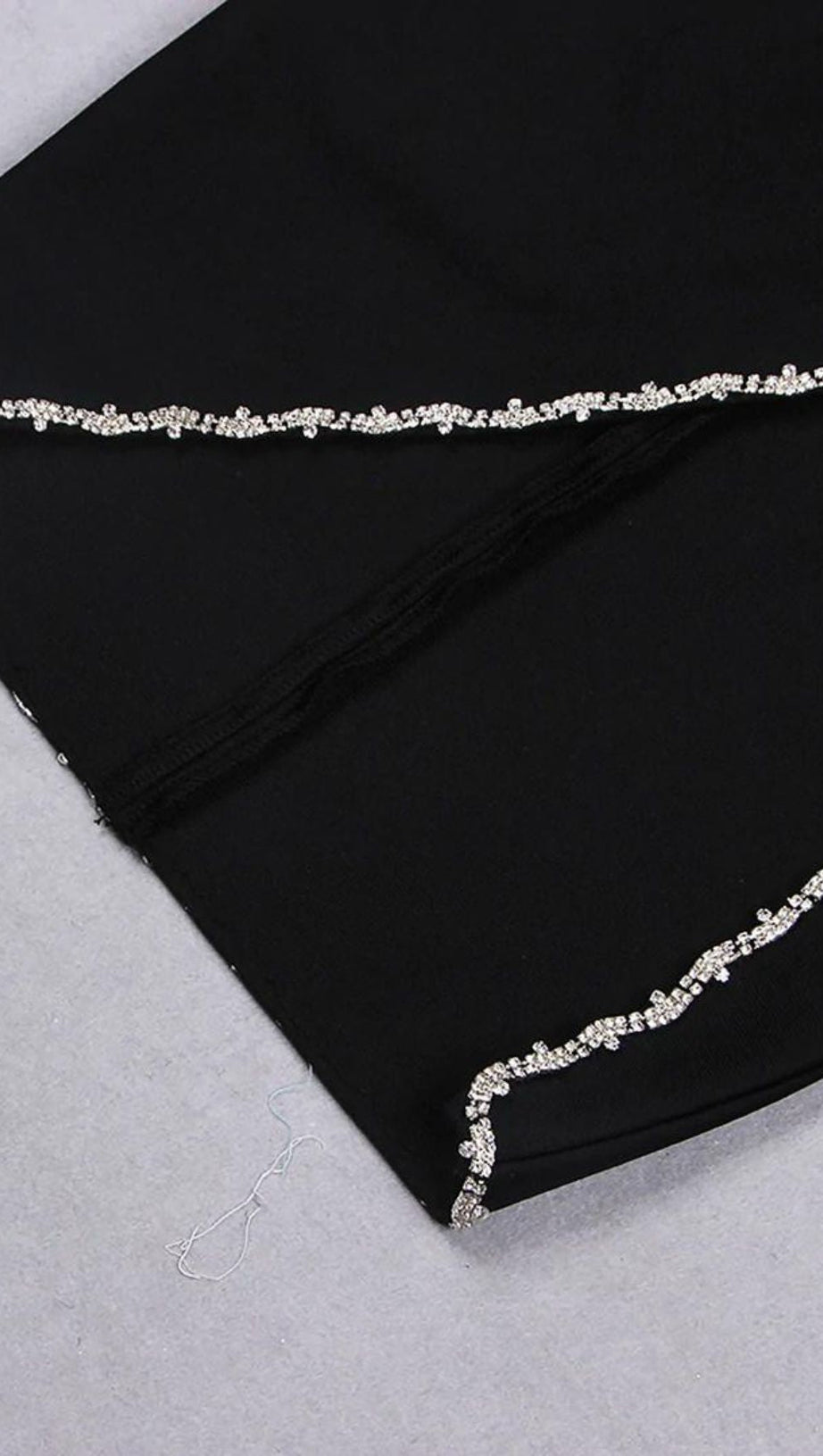 CRYSTAL CUT OUT BANDAGE MIDI DRESS IN BLACK