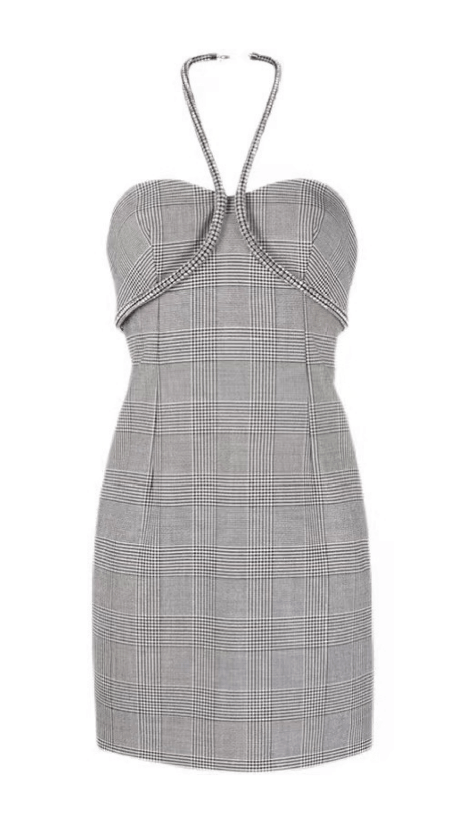 CRYSTAL NECKLACE MINI DRESS IN BLACK