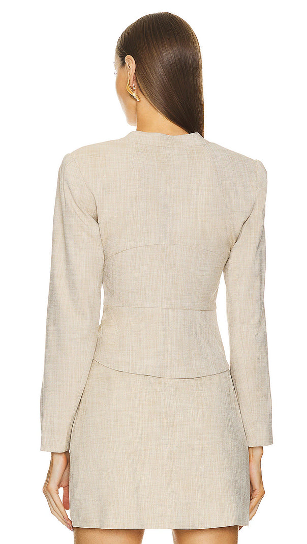 AIIZIE ALTHEA BEIGE CUT OUT BLAZER WITH METAL BUTTON - product image
