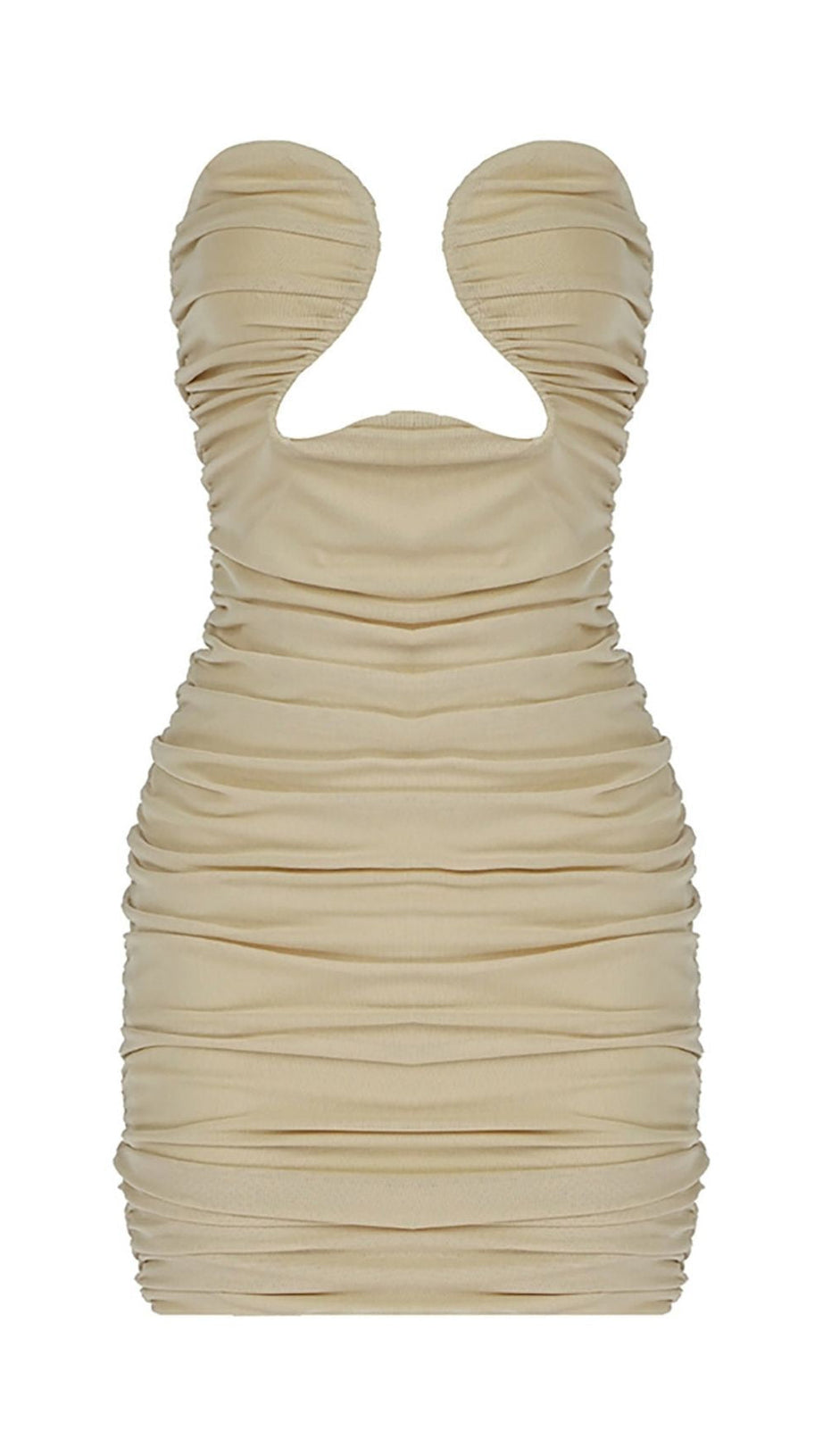 CUT-OUT RUCHED BODYCON MINI DRESS IN BLACK