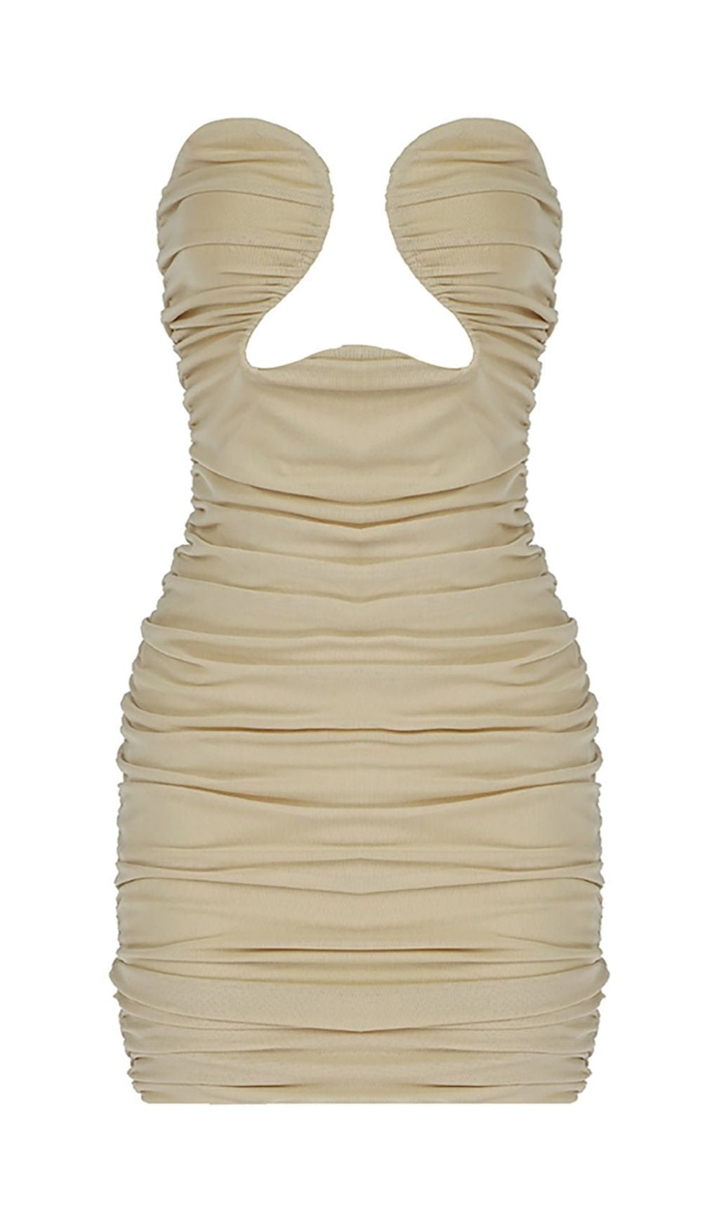 MINI ABITO ADERENTE CON RUCHES E TAGLIO NERO 