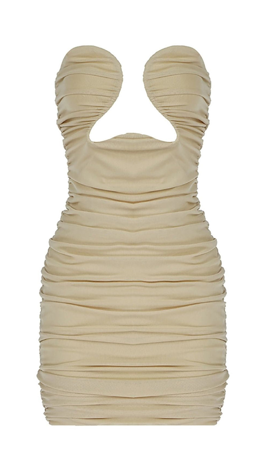 CUT-OUT RUCHED BODYCON MINI DRESS IN WHITE