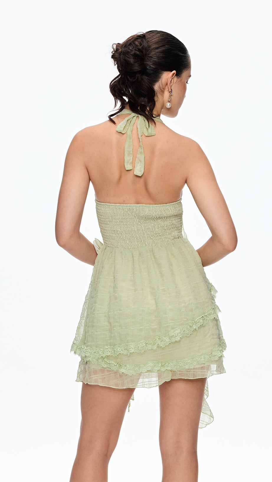 ALYSSA FLOWER FRINGE MINI DRESS IN GREEN