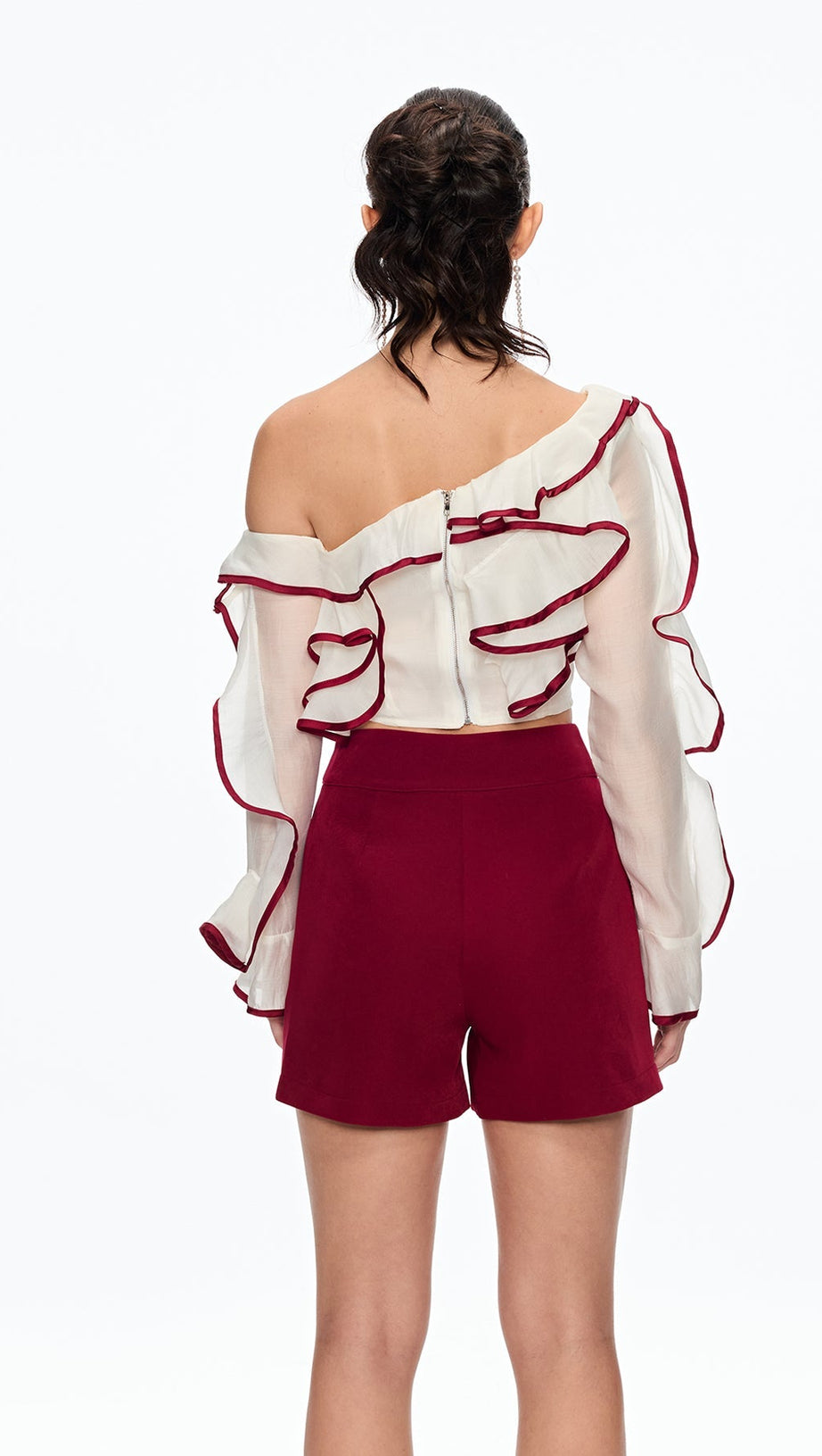 CAMILLE SINGLE SHOULDER RUFFLE PANTS SET