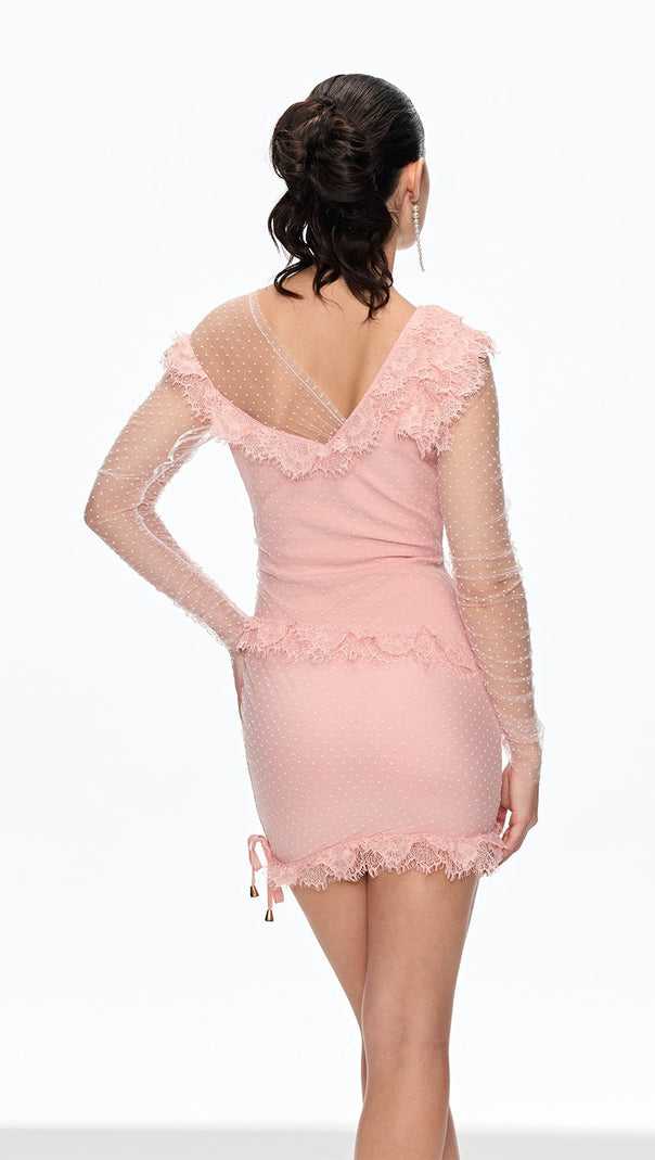 AIIZIE AURORA MESH DOT RUCH MINI DRESS - product image