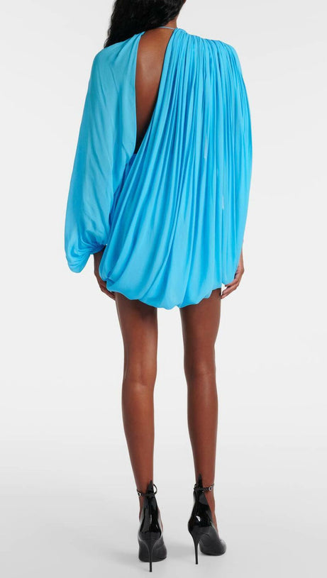 Cahya – Asymmetrisches, drapiertes Minikleid aus Netzstoff