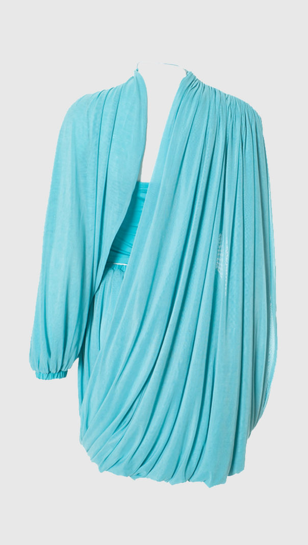 AIIZIE CAHYA ASYMMETRIC DRAPED MESH MINI DRESS - product image