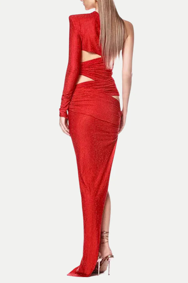 AIIZIE CAITS ONE SHOULDER CRYSTAL CUTOUT MAXI DRESS - product image