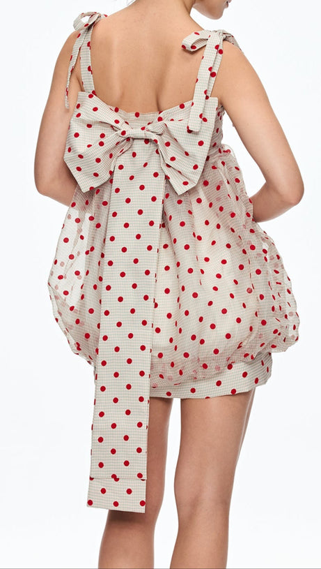JENNIFER DOT GRID BOW MINI DRESS