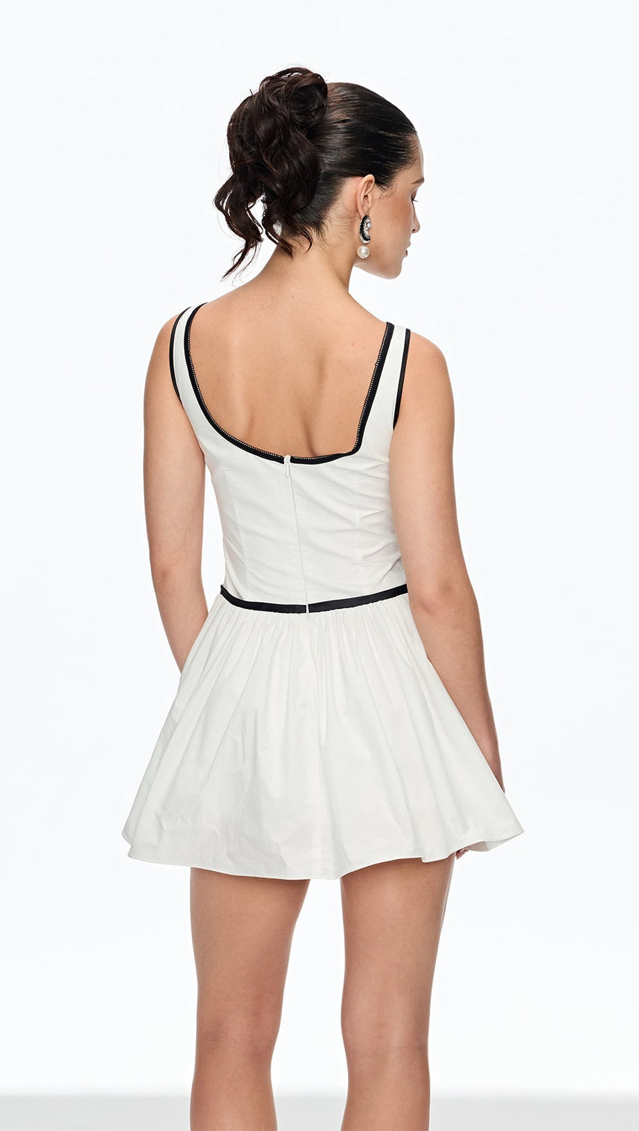 IRENE SLEEVELESS RUCH MINI DRESS IN WHITE