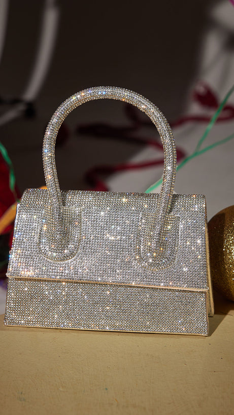 CRYSTAL CLUTCH IN SILVER