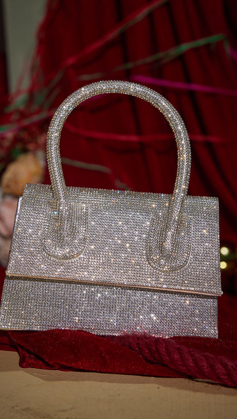 CRYSTAL CLUTCH IN SILVER