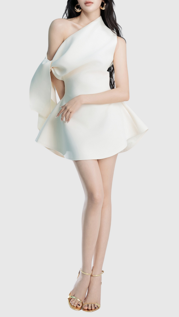 AIIZIE CALWA ASYMMETRIC ONE SHOULDER FLARE MINI DRESS - product image