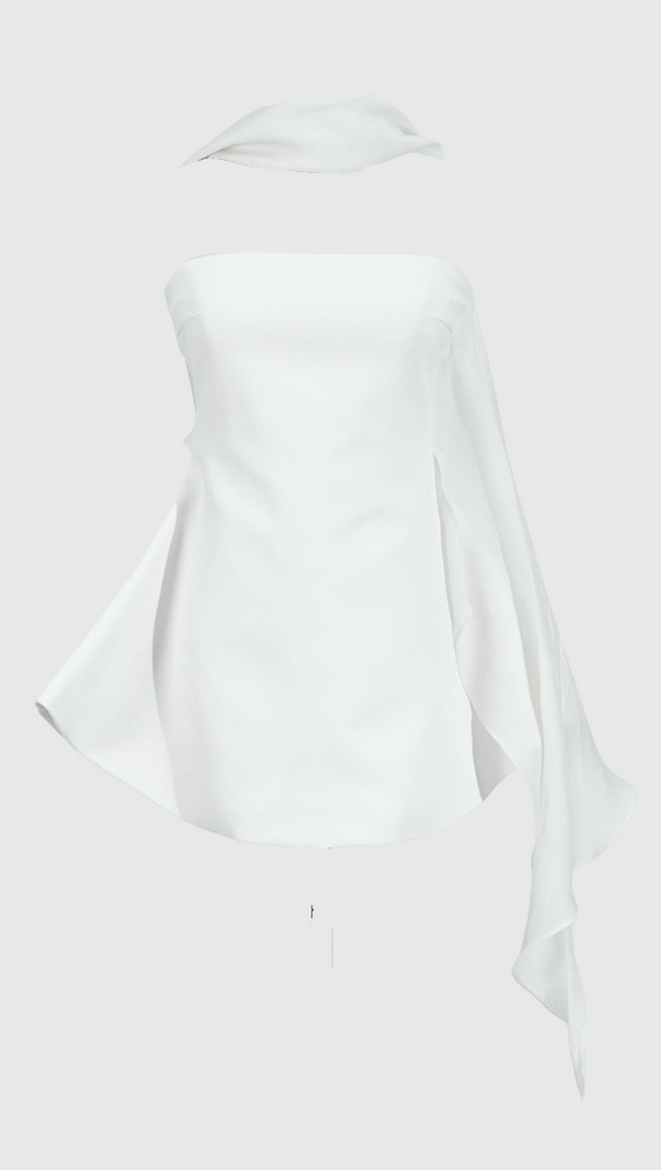 AIIZIE CALWA SCARF STRAPLESS FLARE MINI DRESS - product image