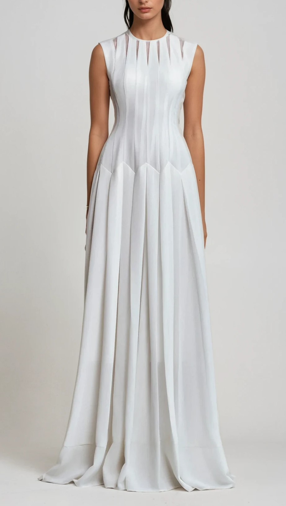 JOYCE RUCH RUFFLE SLEEVELESS MAXI DRESS