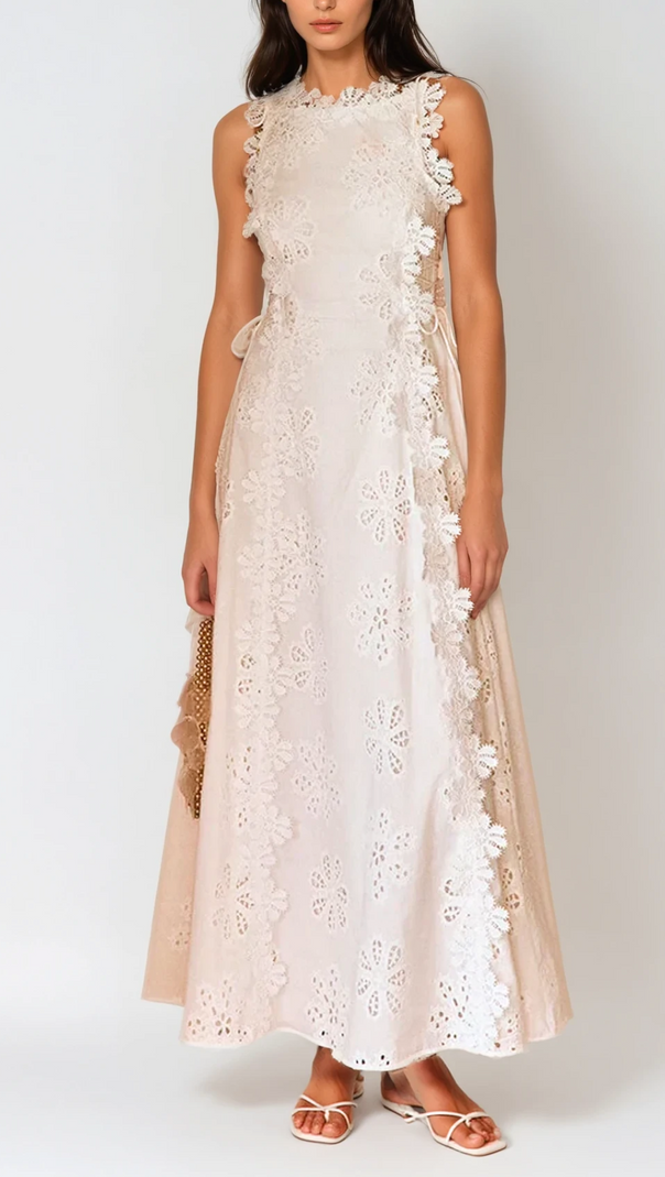 AIIZIE KIMBERLEY SPAGHETTI EMBROIDERED MAXI DRESS - product image