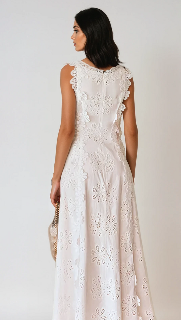 AIIZIE KIMBERLEY SPAGHETTI EMBROIDERED MAXI DRESS - product image
