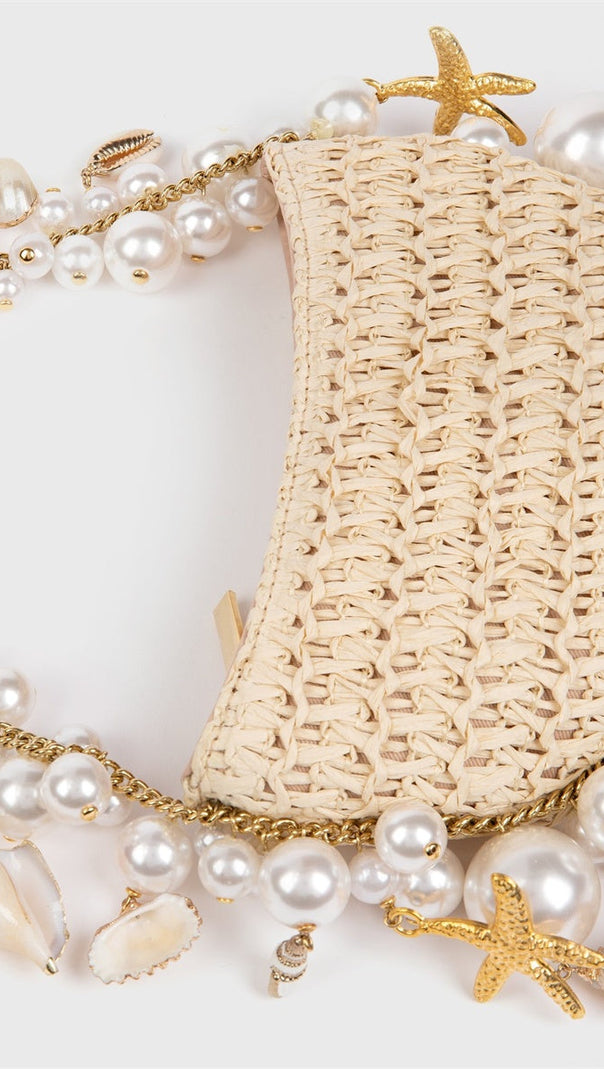 AIIZIE CAMILLA SHELL PEARL RAFFIA BAG - product image