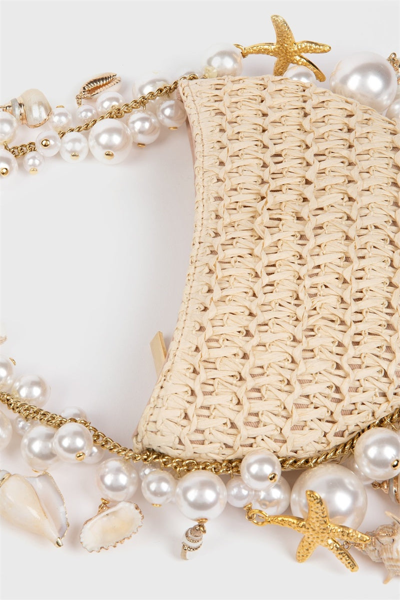 AIIZIE CAMILLA SHELL PEARL RAFFIA BAG - product image