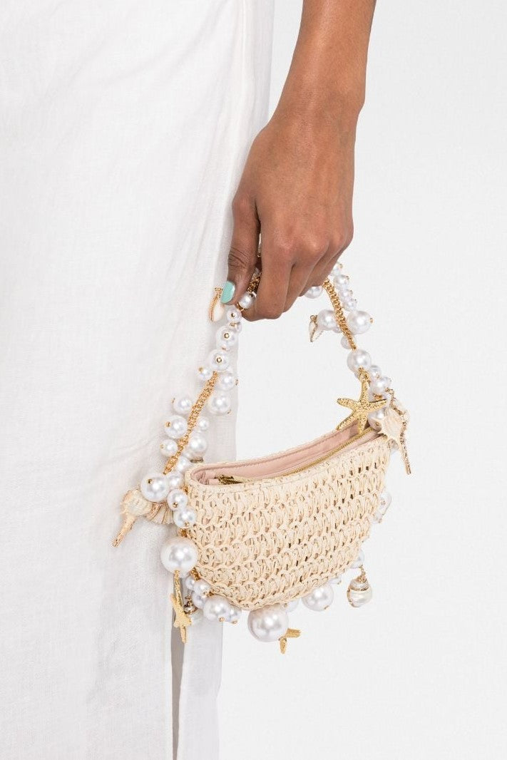 AIIZIE CAMILLA SHELL PEARL RAFFIA BAG - product image