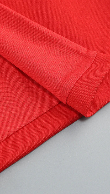 MELISSA LANGÄRMELIGES MIDIKLEID MIT PATCHWORK-PAILLETTEN IN ROT