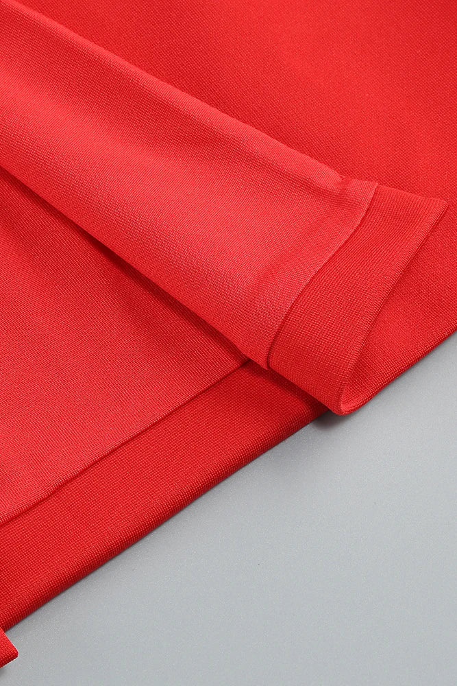 MELISSA LANGÄRMELIGES MIDIKLEID MIT PATCHWORK-PAILLETTEN IN ROT