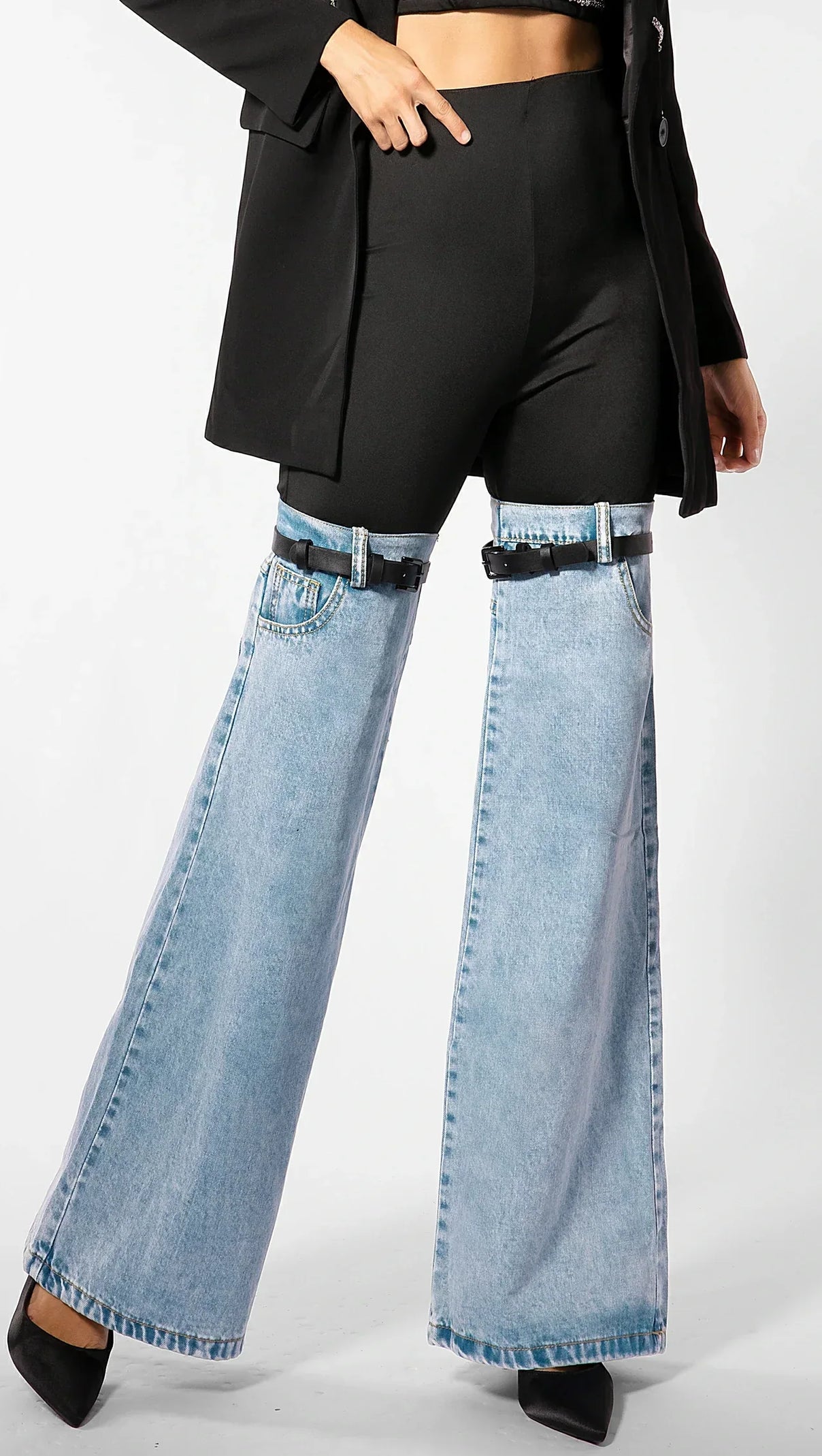 AIIZIE NEREIDA HIGH WAIST COLOR BLOCK WIDE LEG PANTS - product image