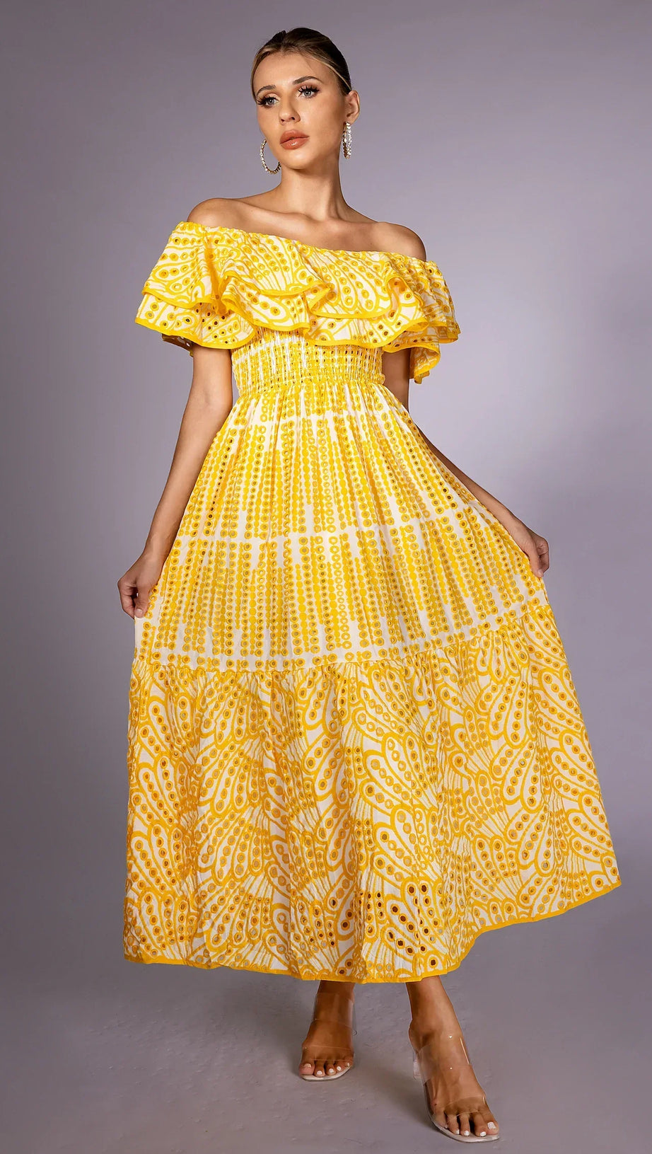 ASHLEY DOUBLE RUFFLE FLORAL DRESS