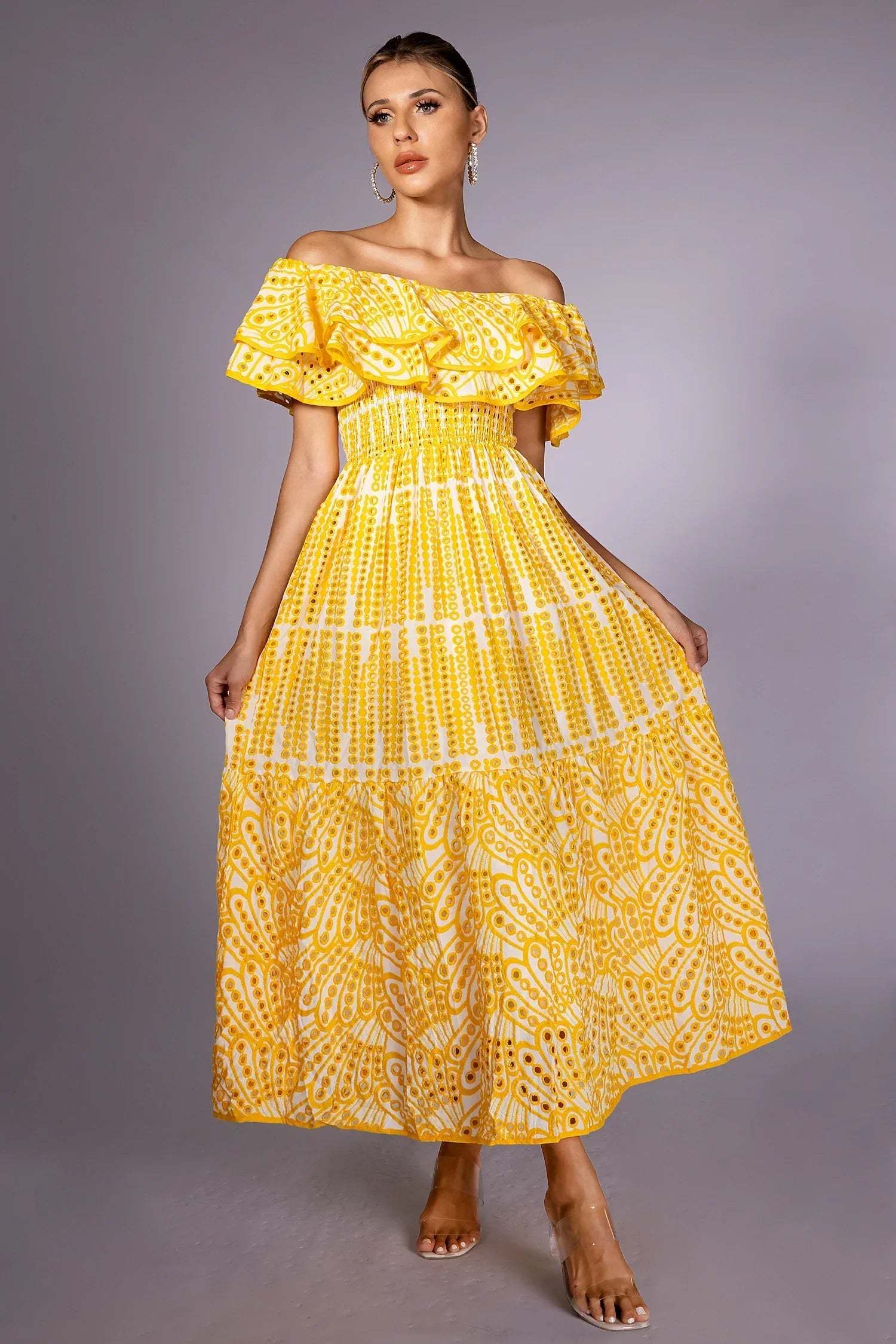 ASHLEY DOUBLE RUFFLE FLORAL DRESS