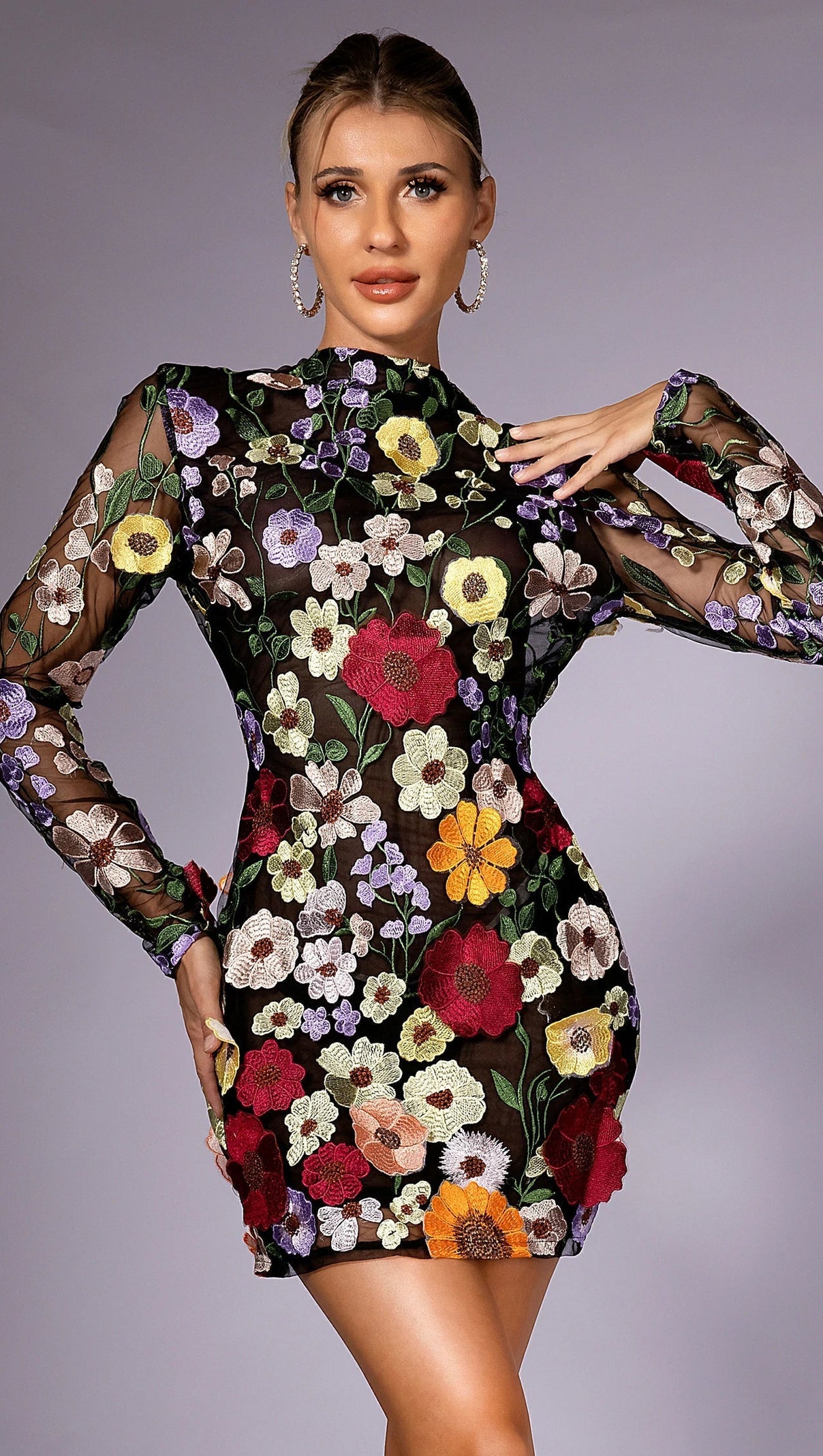 AIIZIE ADELE 3D FLORAL MESH DRESS - product image