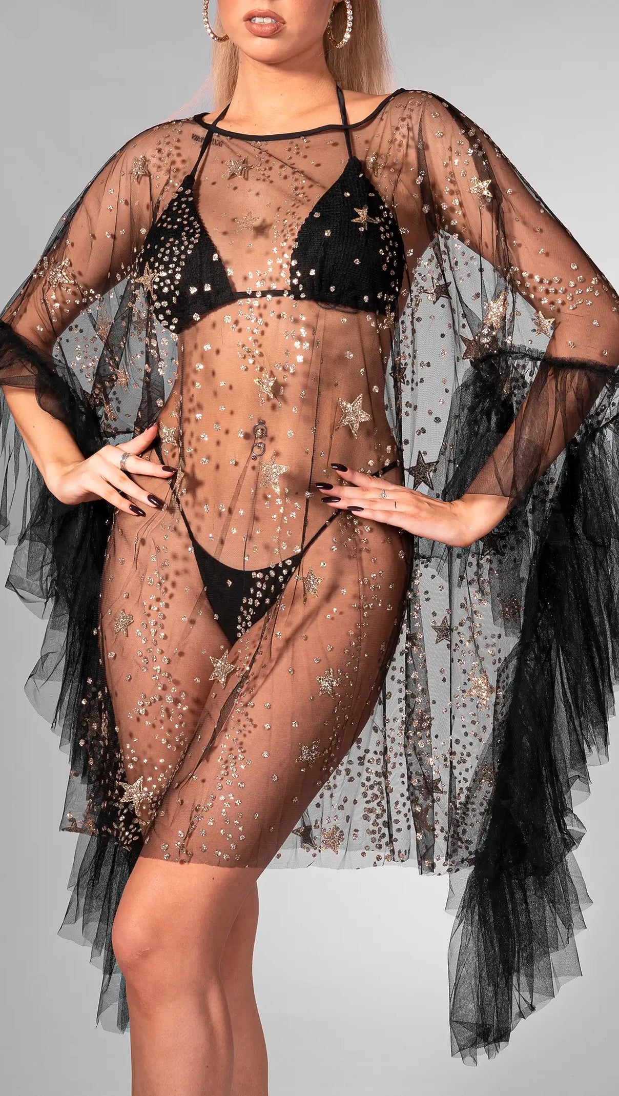 AIIZIE BREINDY MESH RUFFLE DRESS - product image