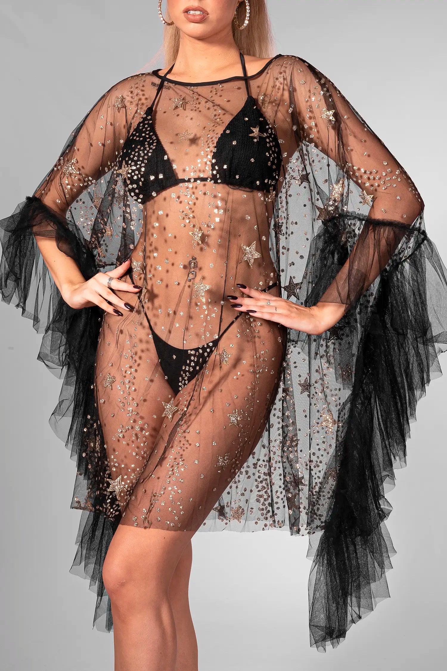 Breindy Mesh-Rüschenkleid