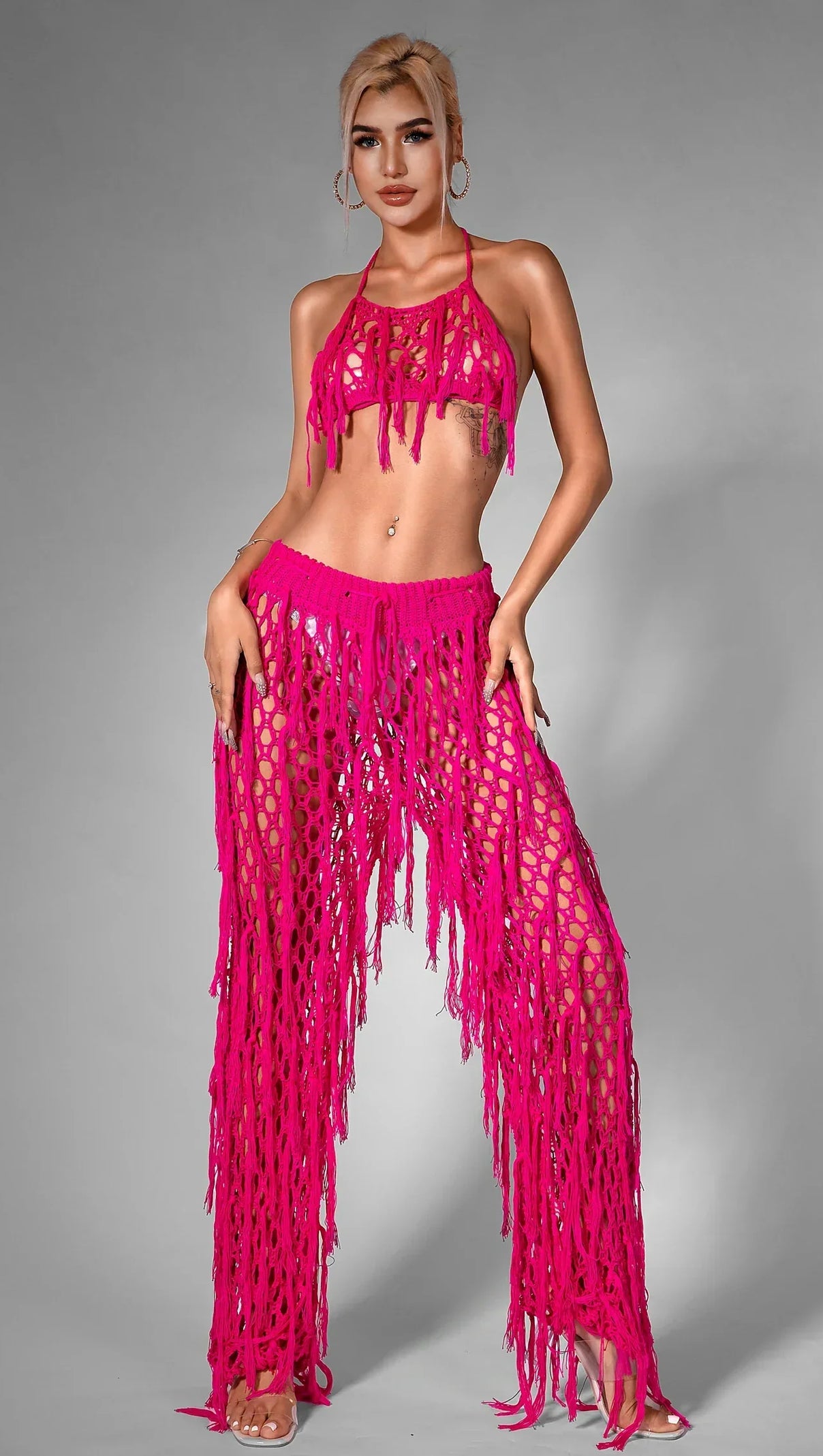 AIIZIE ANNALEYZA KNIT FRINGE HALTER SET - product image