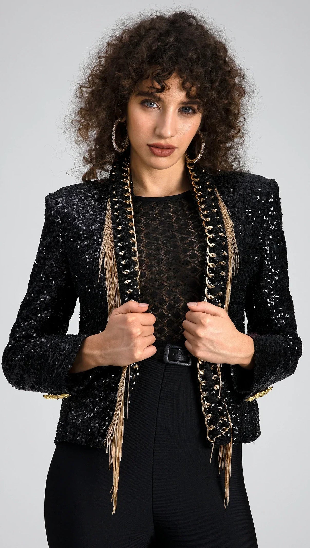 AIIZIE DEMIDES SEQUIN TASSEL CHAIN BLAZER - product image