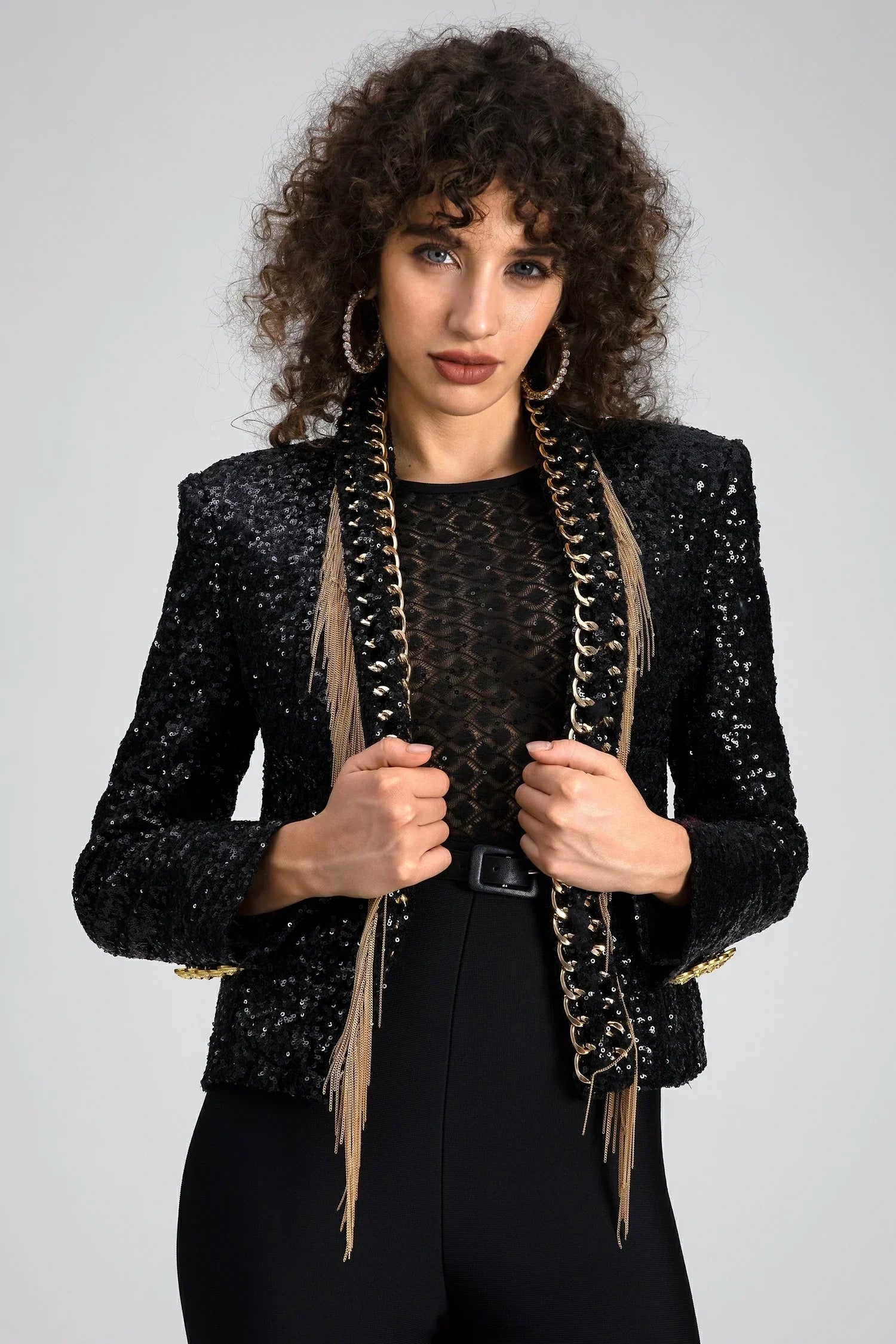 BLAZER CON CATENA E PAILLETTES DEMIDES