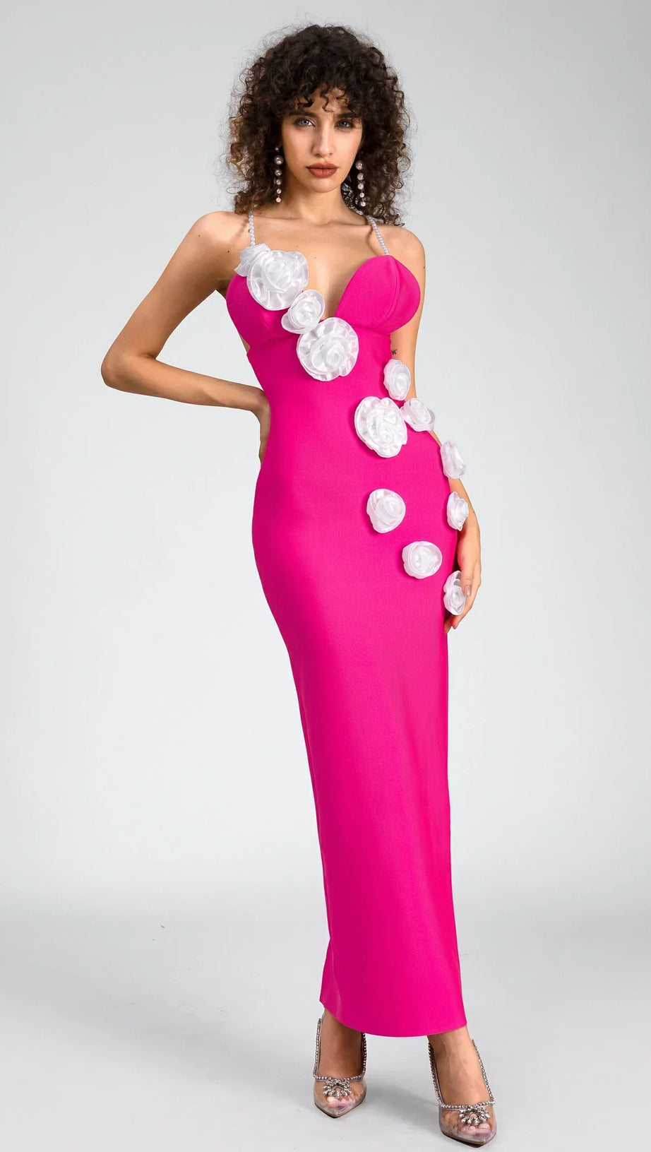 Fotelli Kleid mit Perlenträgern und Blumenmuster