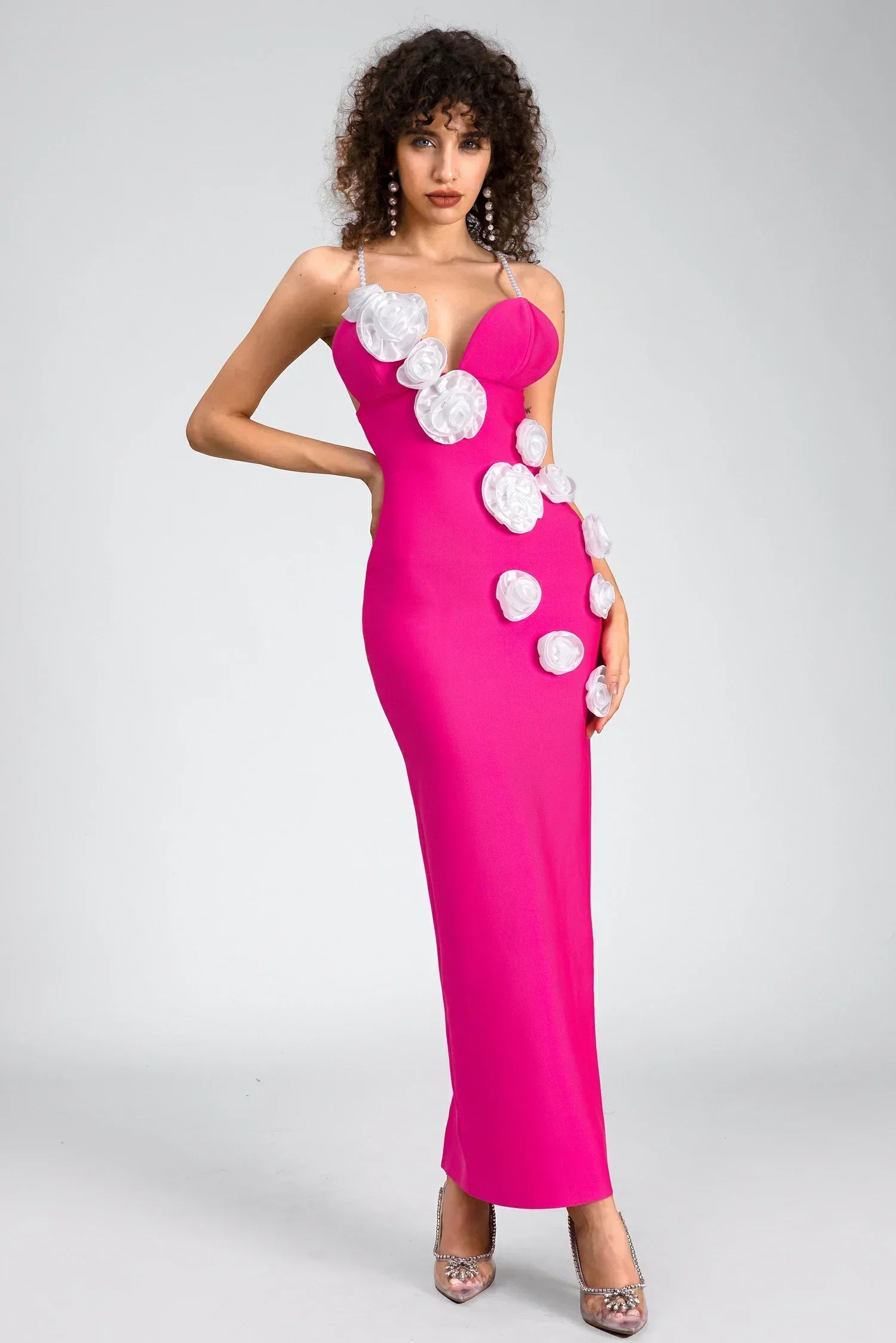 Fotelli Kleid mit Perlenträgern und Blumenmuster