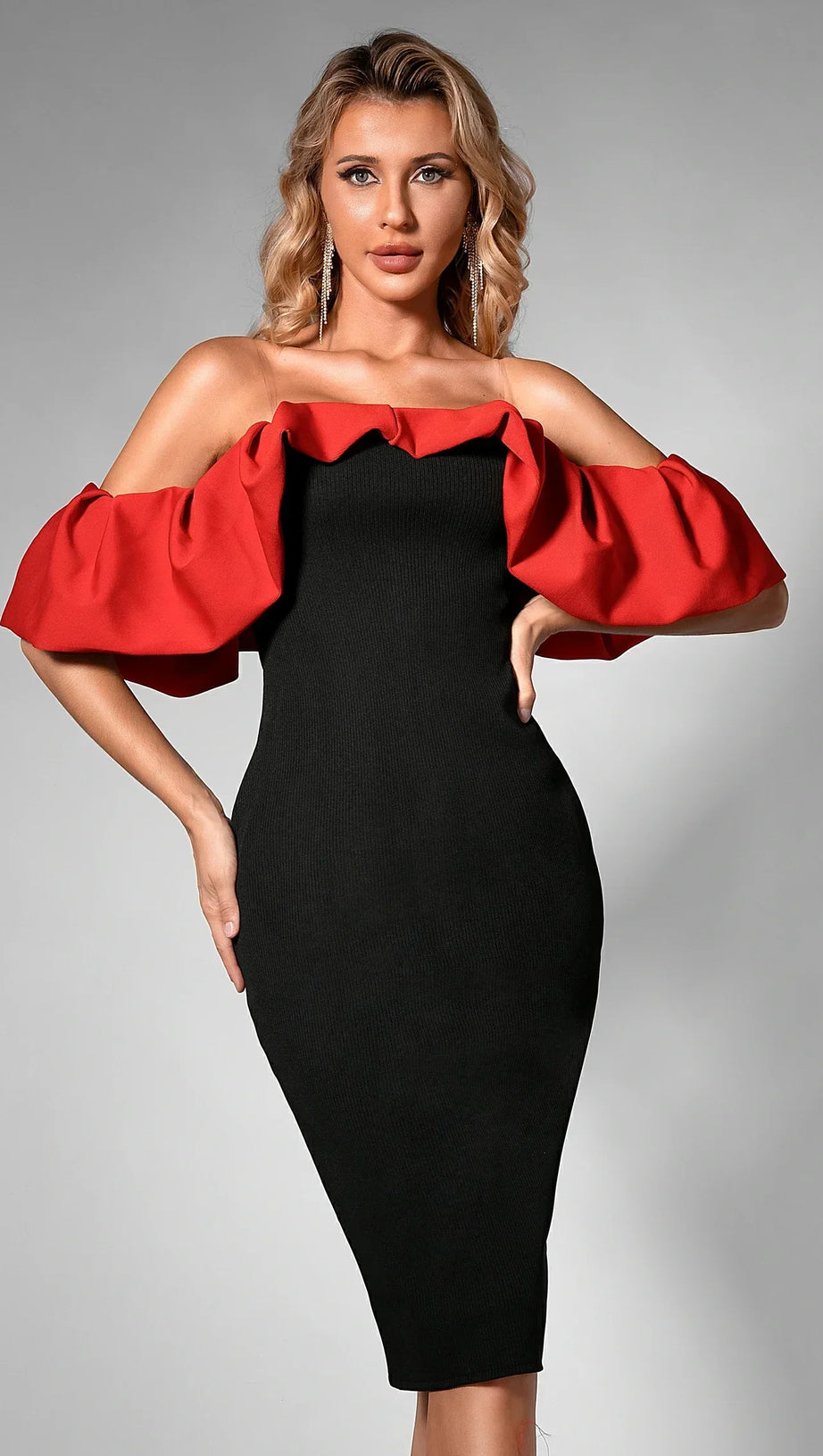 IRVETTE FLORAL RUFFLE BANDAGE DRESS