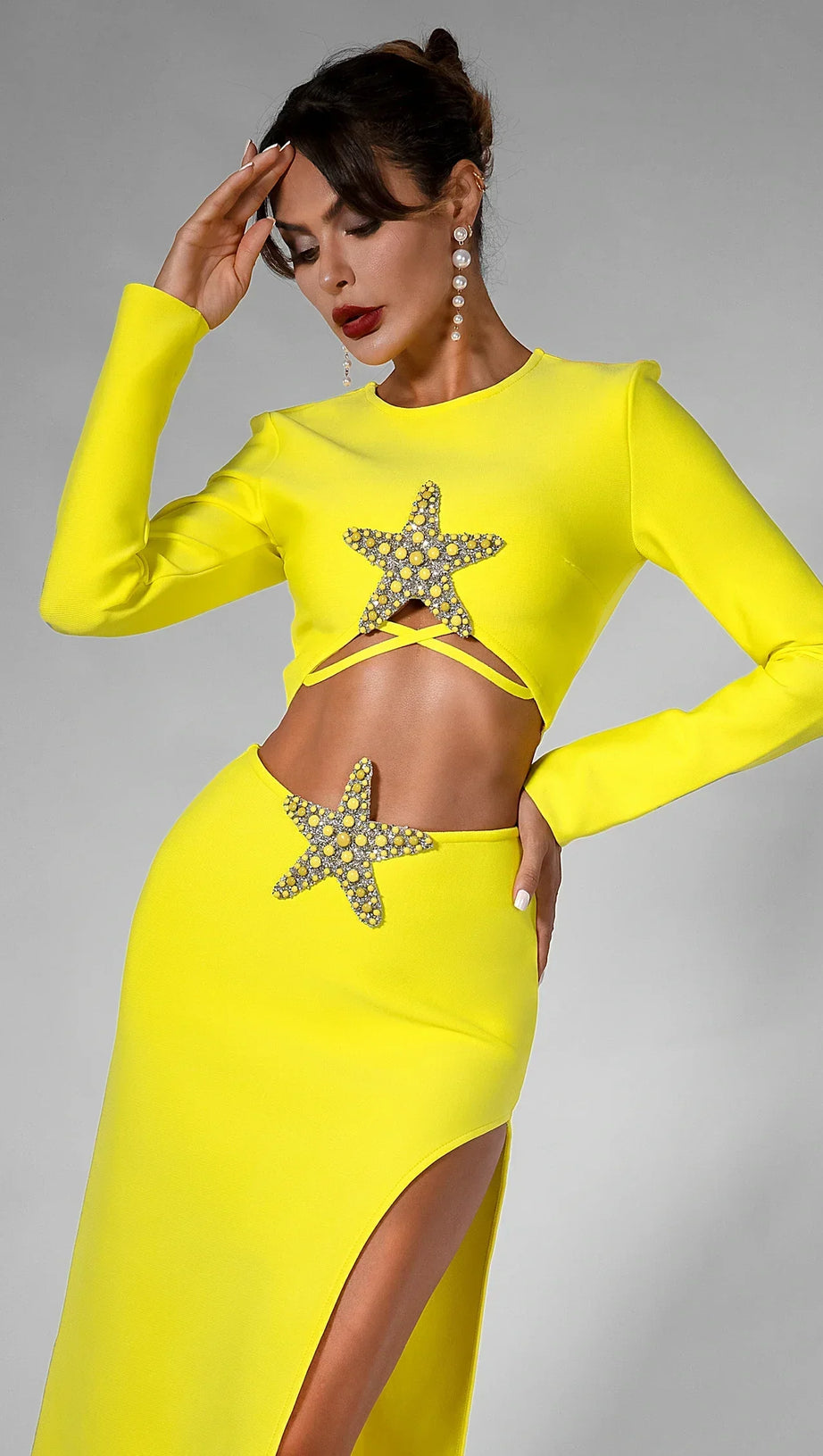 DAELA STAR HIGHT SLIT 2 PIECE DRESS SET