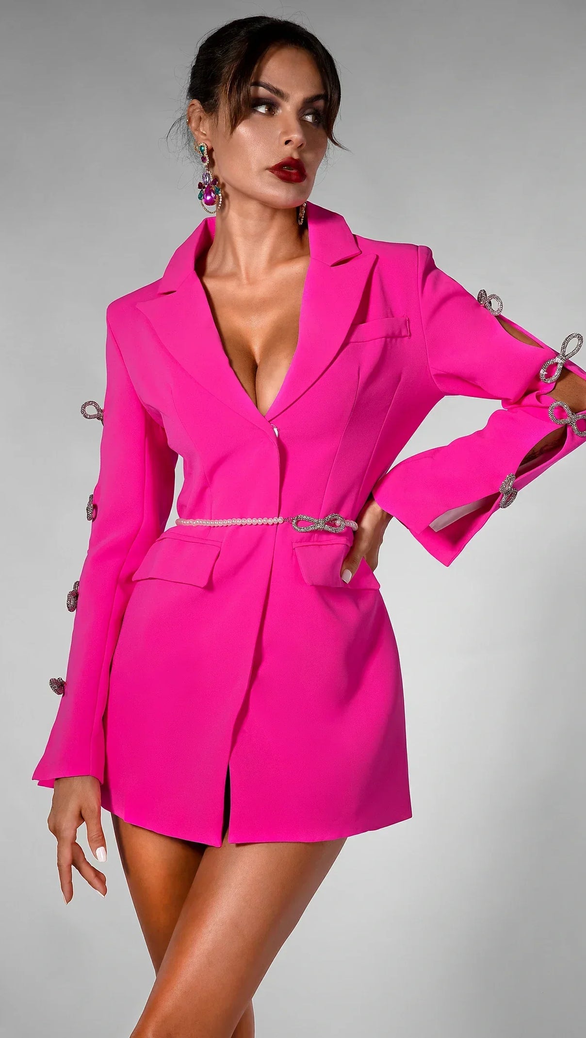 AIIZIE BRITNI DIAMOND PEARL BOW BLAZER DRESS - product image