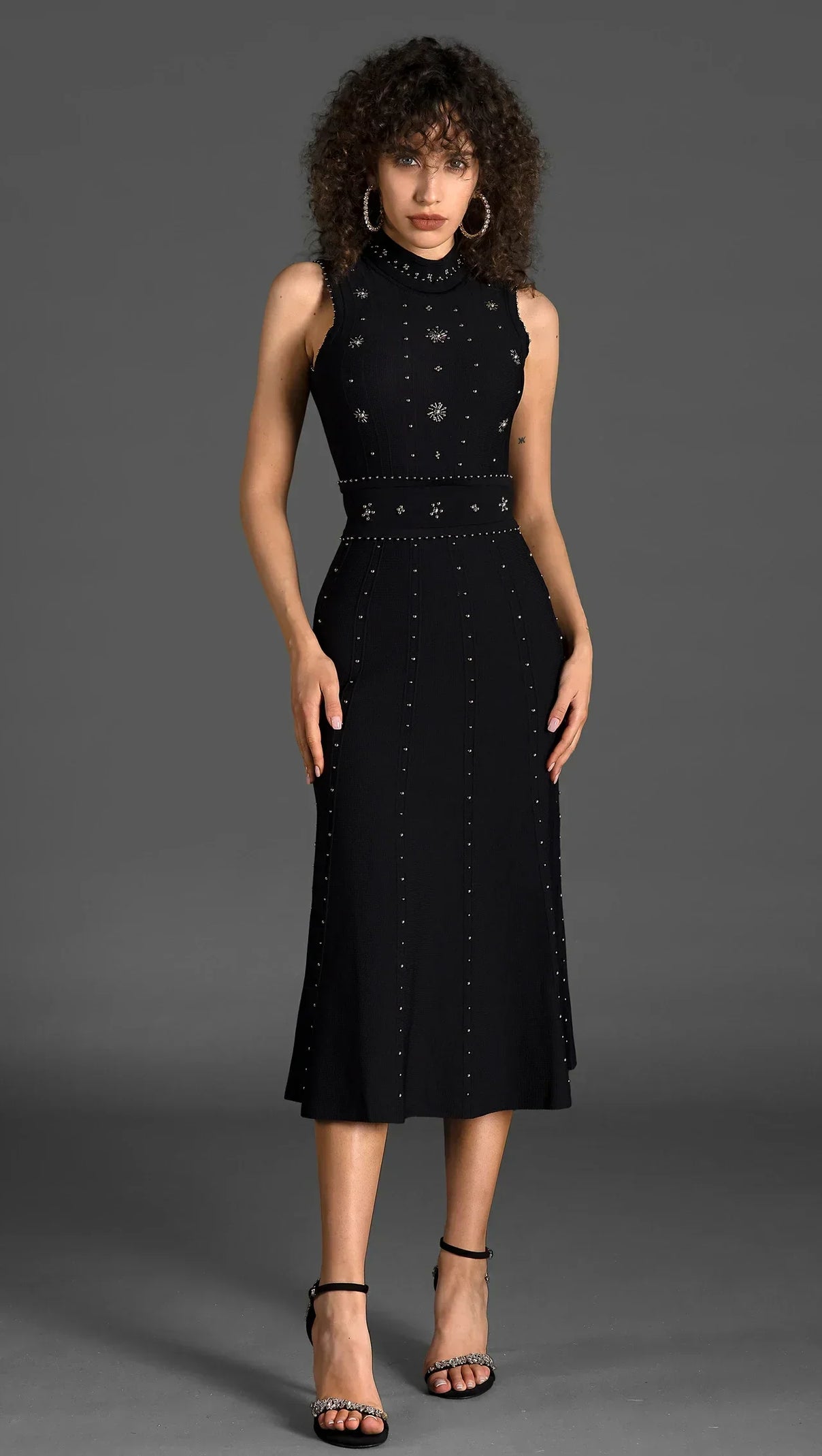 AIIZIE DEVIYAH SLEEVELESS BEAD MIDI DRESS - product image
