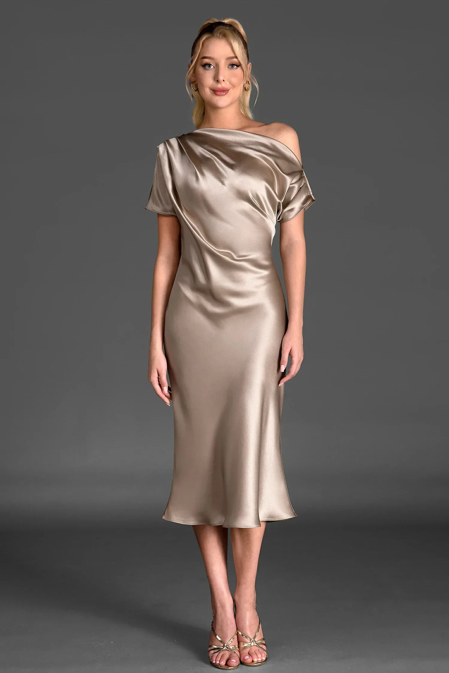 Argiro One-Shoulder-Kleid aus Triacetat mit Rüschen