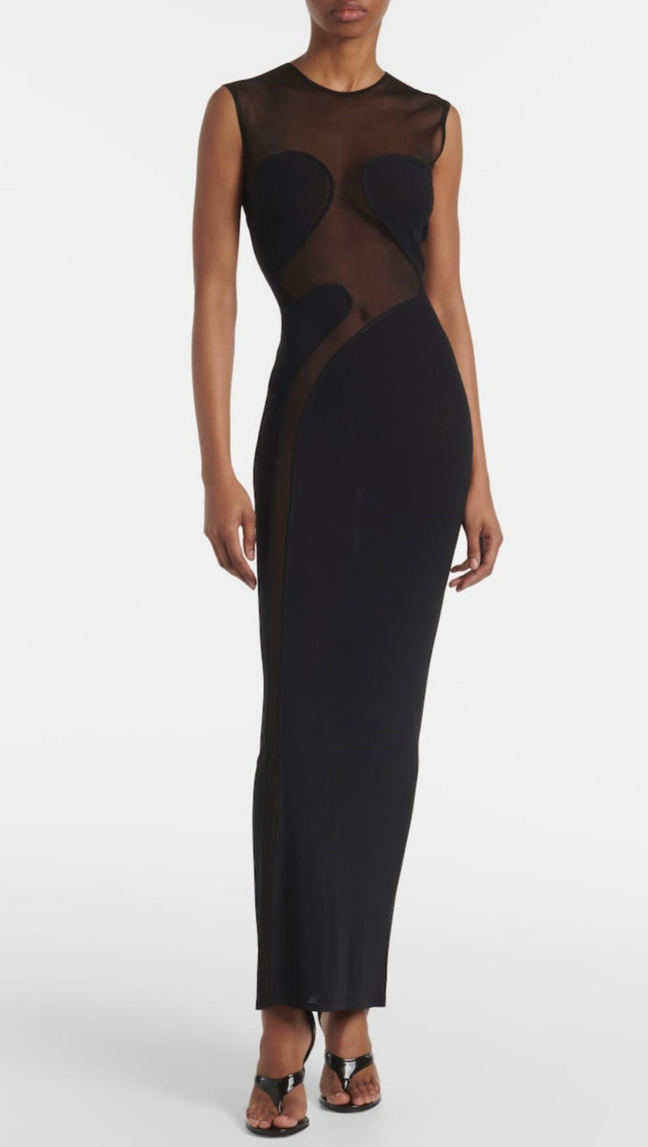 Carmina Maxi-Bandagekleid mit Netzstoffeinsätzen in Schwarz
