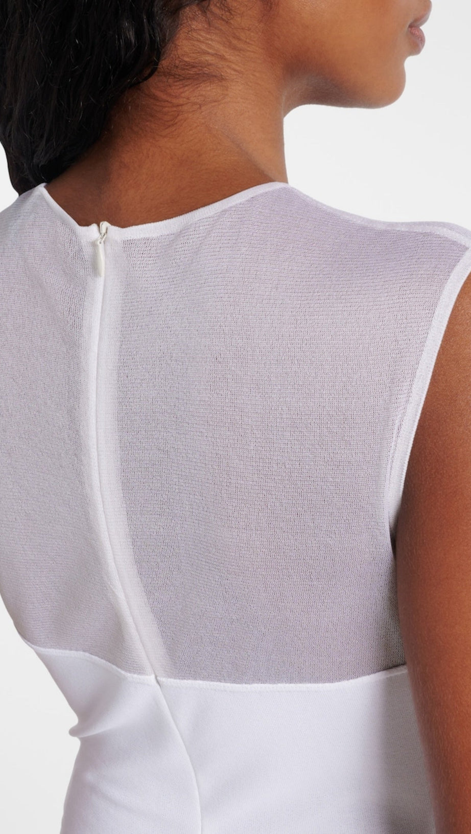 CARMINA MESH PANELED MAXI BANDAGE DRESS IN WHITE