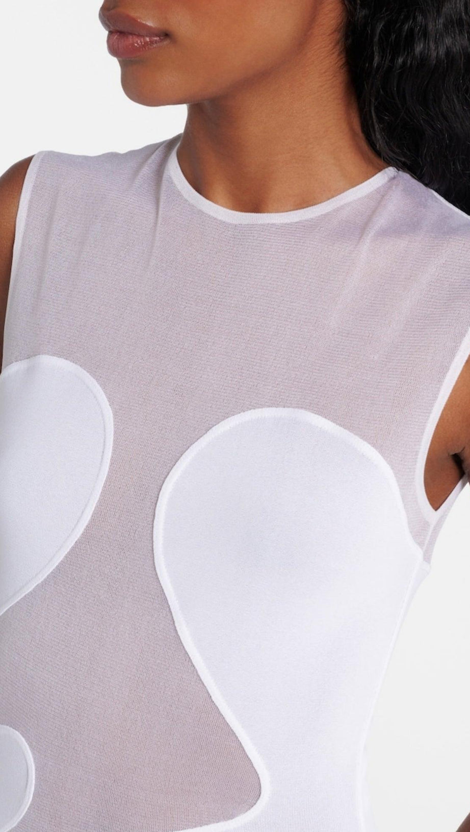 CARMINA MESH PANELED MAXI BANDAGE DRESS IN WHITE